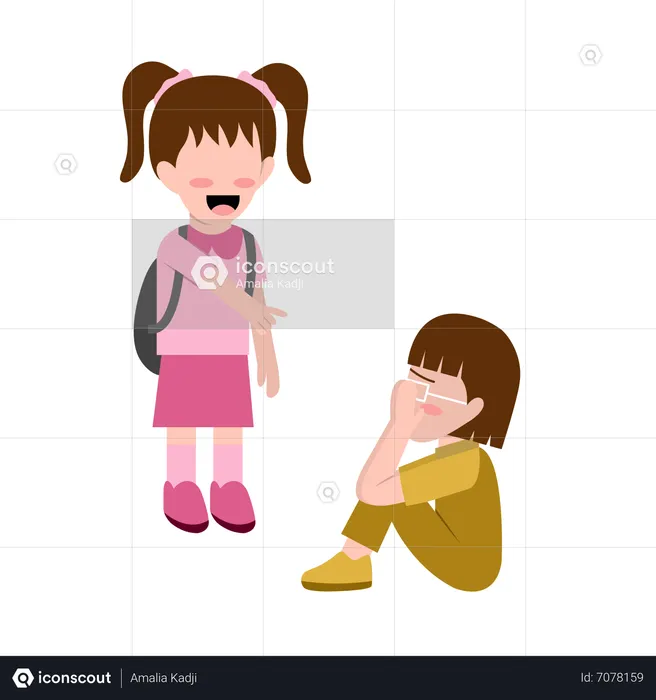 Happy Girl Bullying Another Girl  Illustration