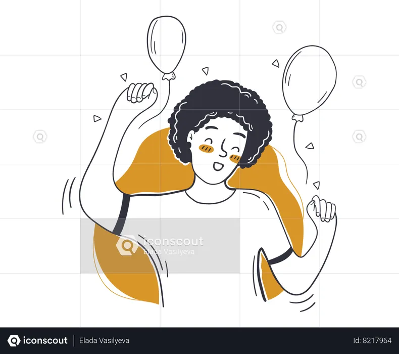 Happy girl dancing in party  Illustration