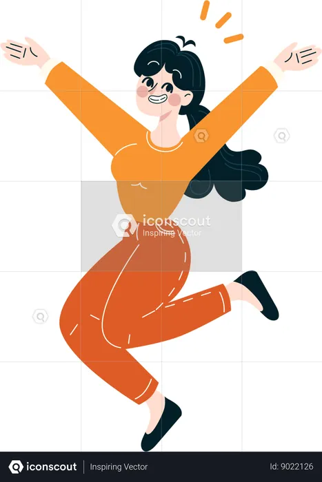 Happy girl getting business success  Illustration