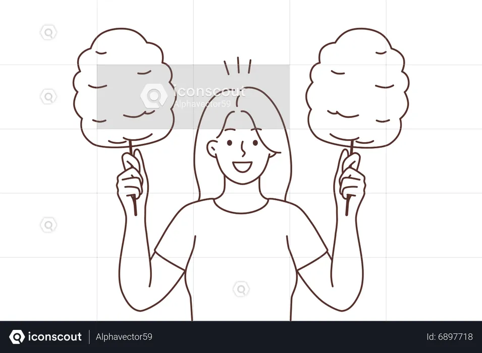 Happy girl holding candy floss  Illustration