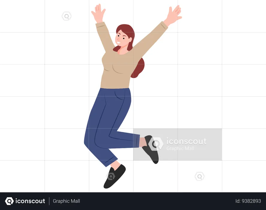 Happy Girl Jumping  Illustration