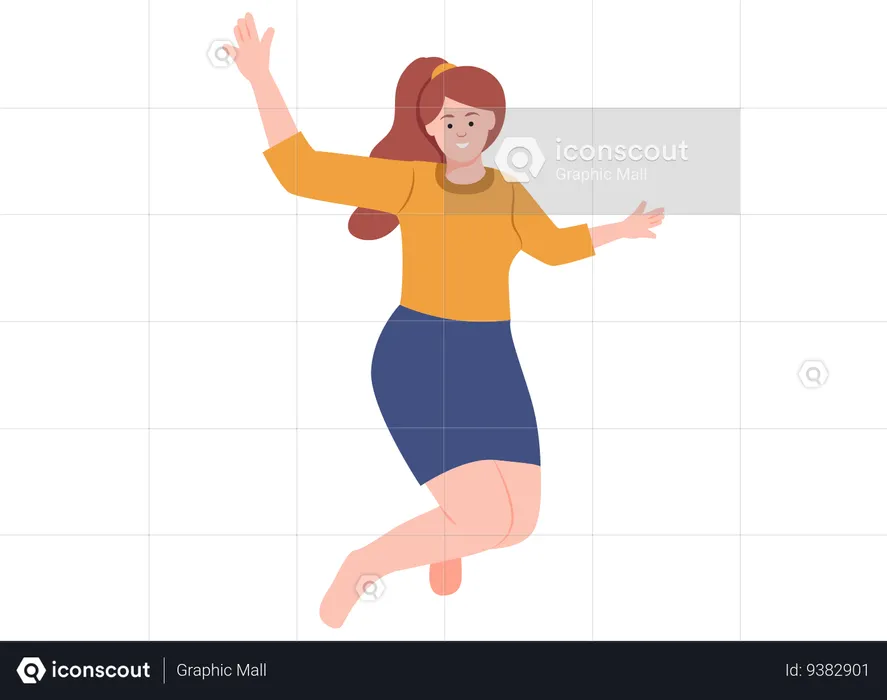 Happy Girl Jumping  Illustration