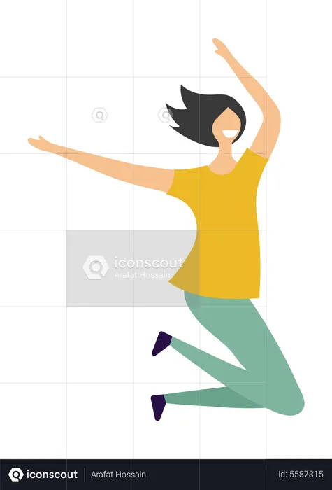 Happy girl jumping  Illustration