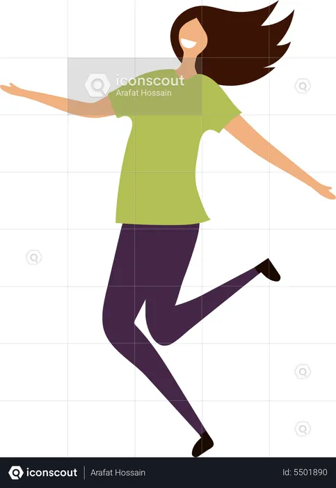 Happy Girl Jumping  Illustration