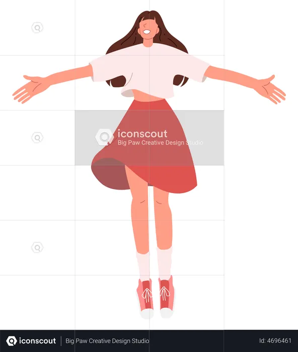 Happy girl jumping in air  Illustration