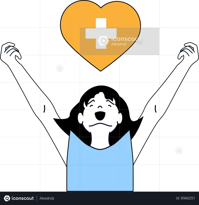 Happy Girl showing medical heart sign  Illustration