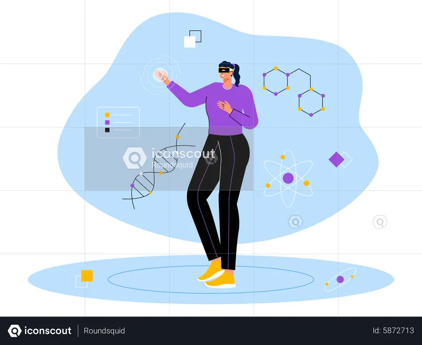 Happy girl using metaverse tech  Illustration