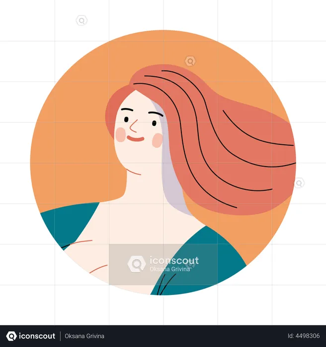 Happy girl with longhair  Illustration