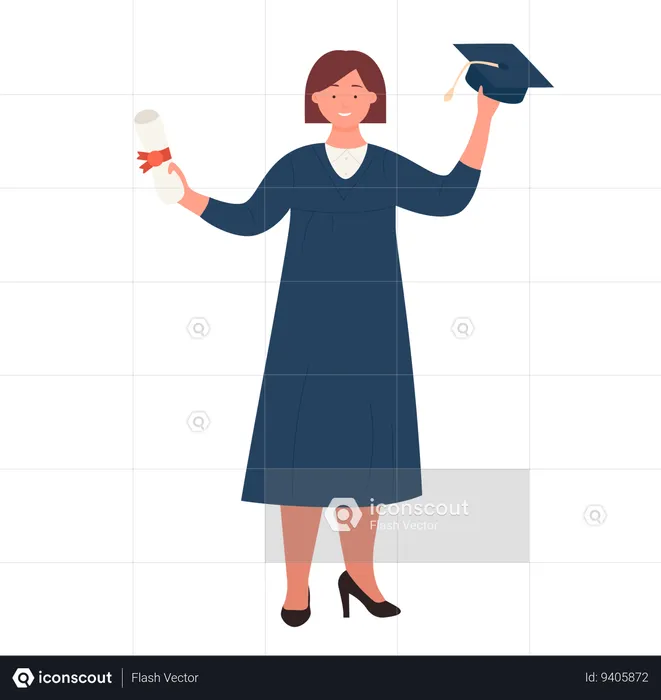 Happy graduate female student  Illustration