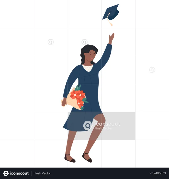 Happy graduate female student  Illustration