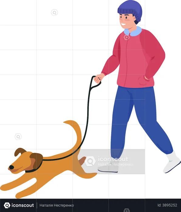 Happy guy with dog  Illustration