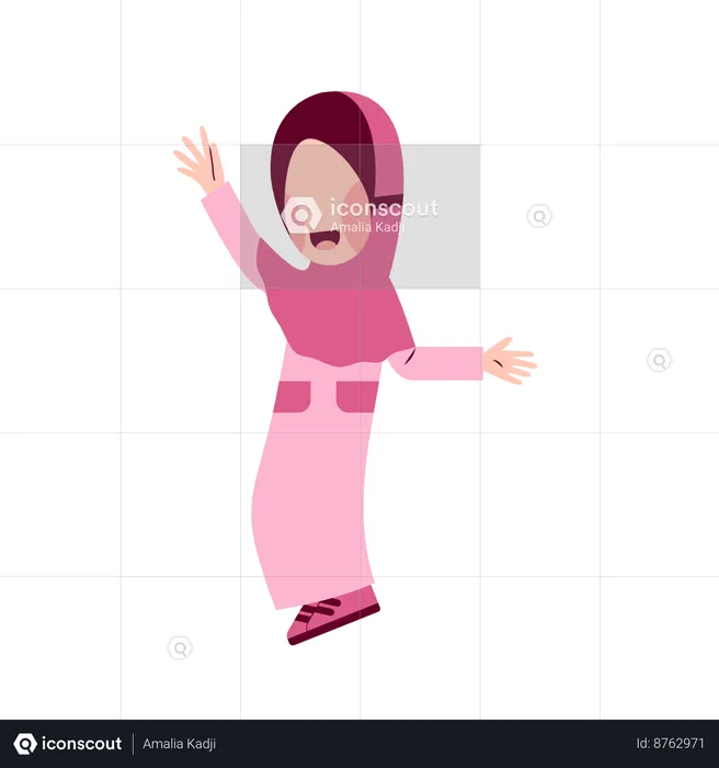 Happy Hijab Girl  Illustration