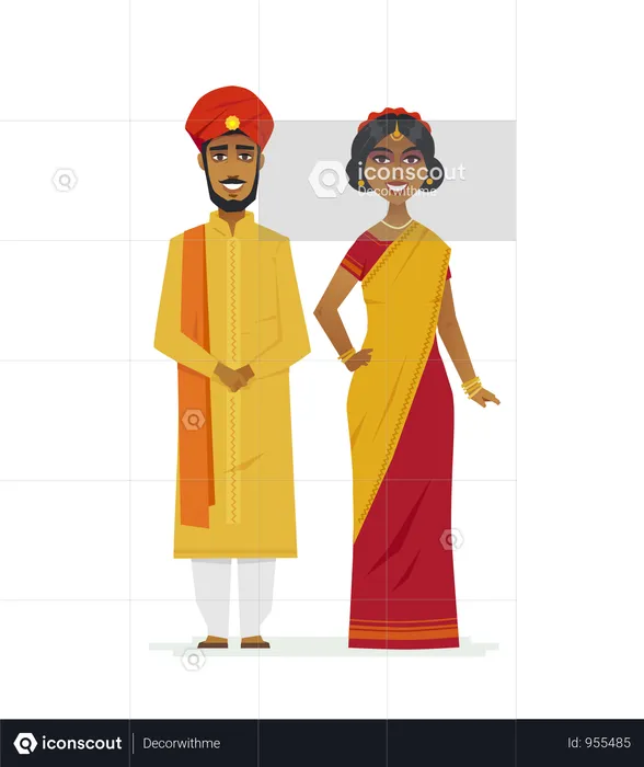 Happy Indian Couple  Illustration