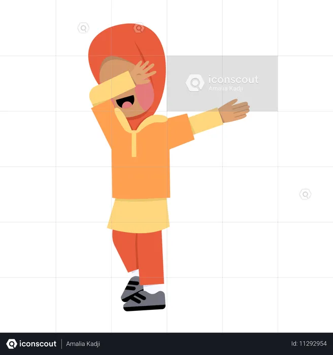 Happy Islamic Girl doing dab  Illustration