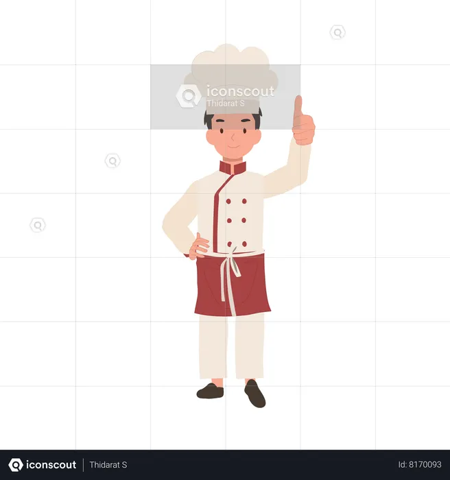 Happy kid chef giving approval sign  Illustration