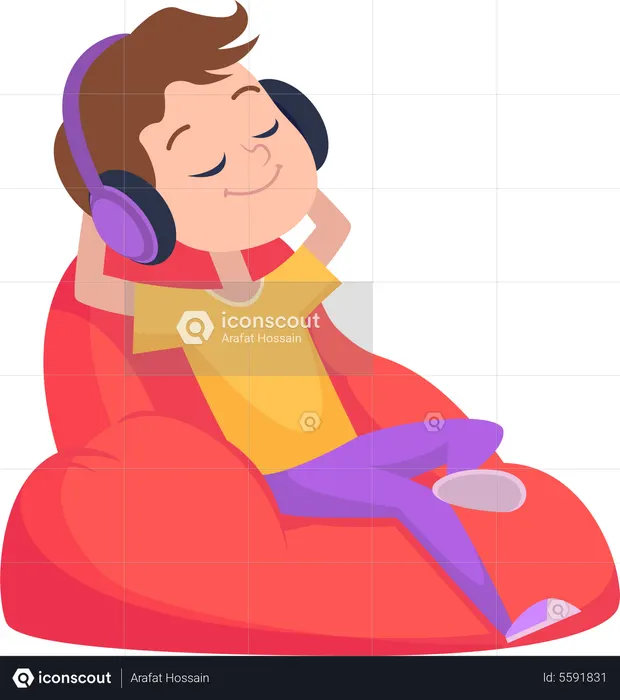 Enfant heureux, écoutez le son  Illustration