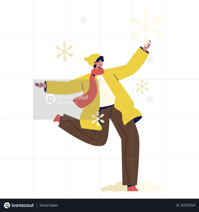 Happy Kid enjoying for Snowfall  Illustration