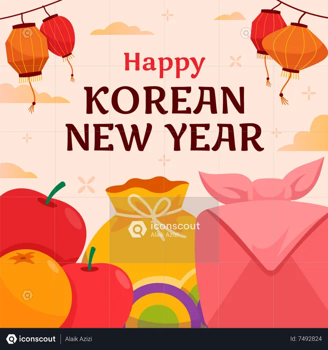 Happy korean new year  Illustration