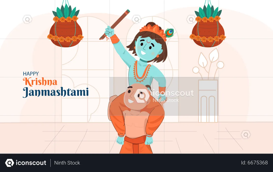 Happy Krishna Janmashtami  Illustration