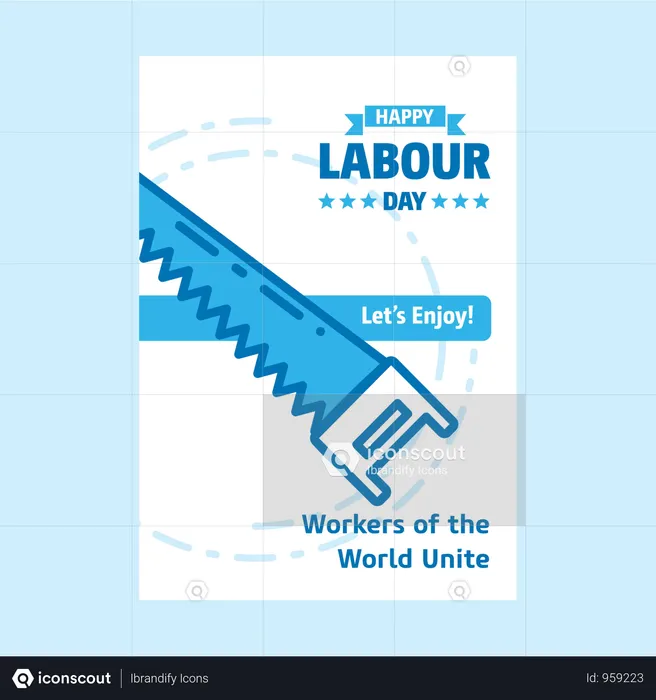 Happy Labour Day Design With White And Blue Theme Vector With Labours Tool Logo  Illustration