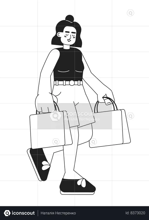 Happy latina girl going shopping  Illustration