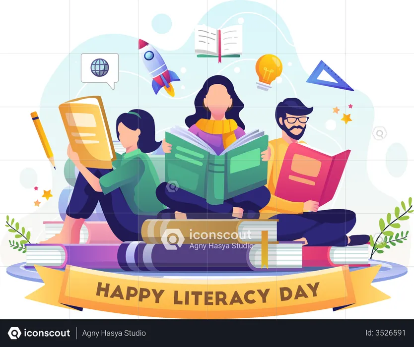Happy Literacy Day  Illustration