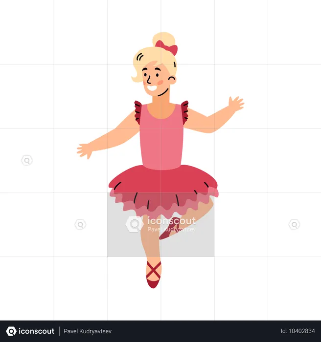 Happy little dancing ballerina girl  Illustration