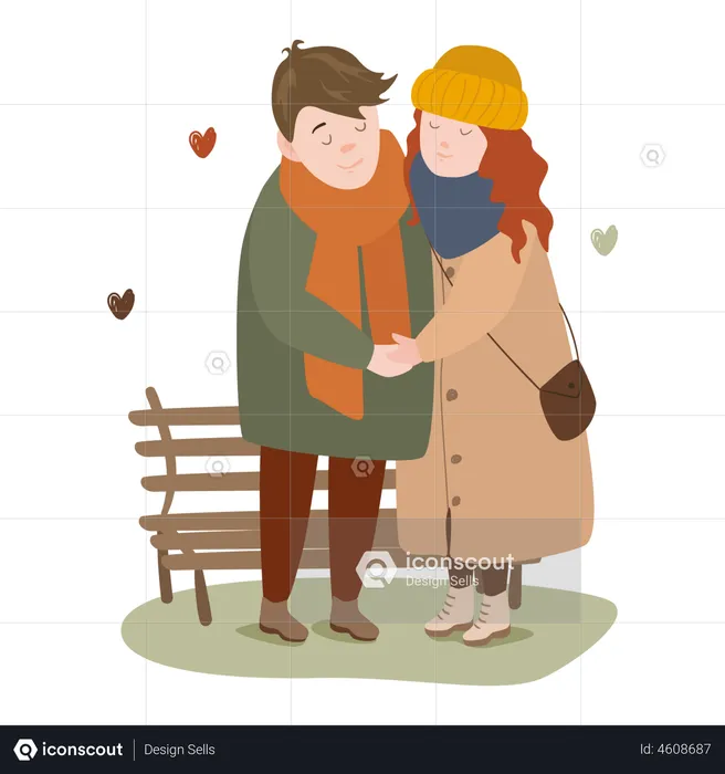 Happy loving couple has romantic feelings  Illustration