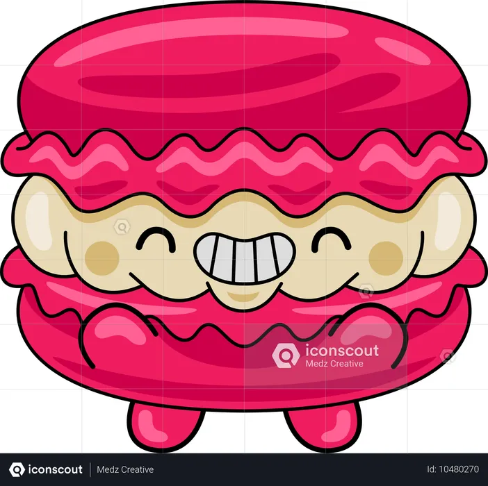 Happy Macaroon Mascot  Illustration