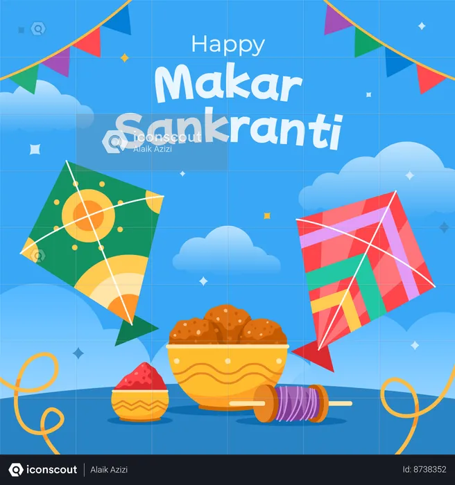 Happy Makar Sankranti  Illustration