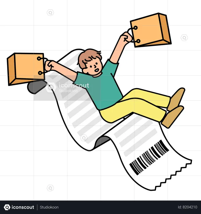 Happy man done shopping  Illustration