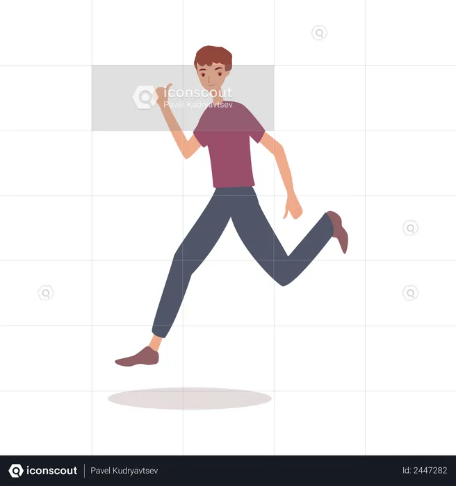 Happy man jumping in air with thumbs up  Illustration