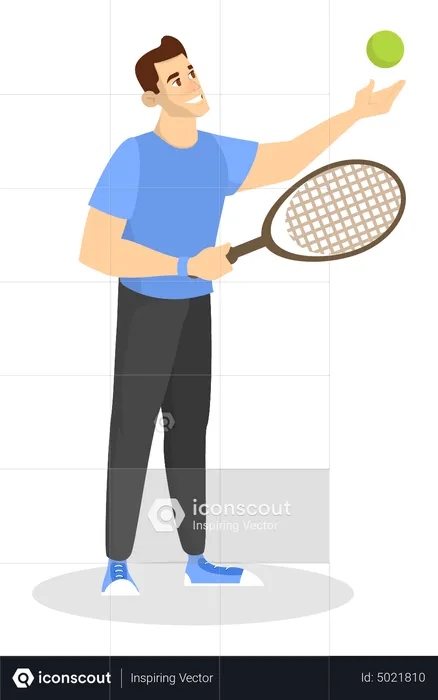 Happy man playing badminton  Illustration