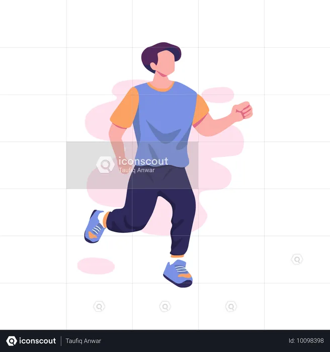 Happy Man Training For Basket Ball  Illustration