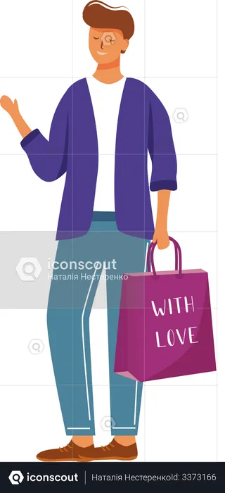 Happy man with gift bag  Illustration