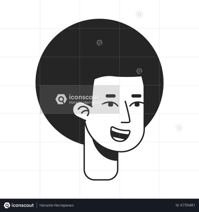 Happy man with kinky hair  Illustration