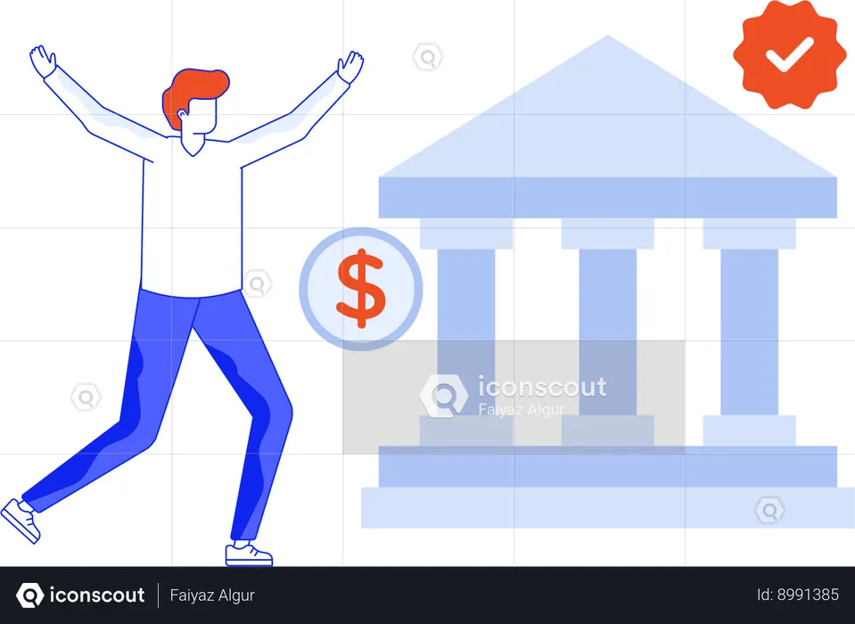 Happy man with Loan Approval  Illustration