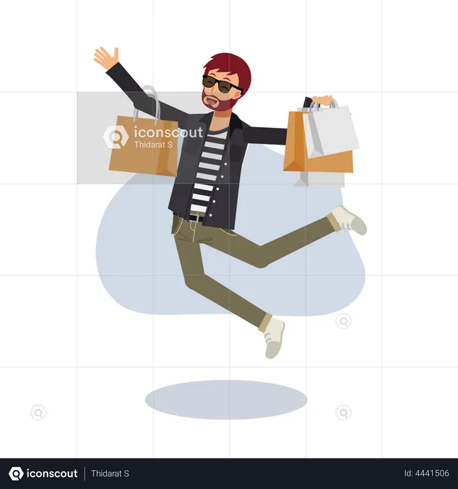 Happy man with shopping bags  Illustration