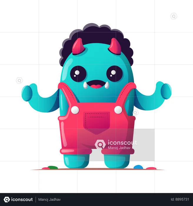 Happy monster standing with open hands  Illustration