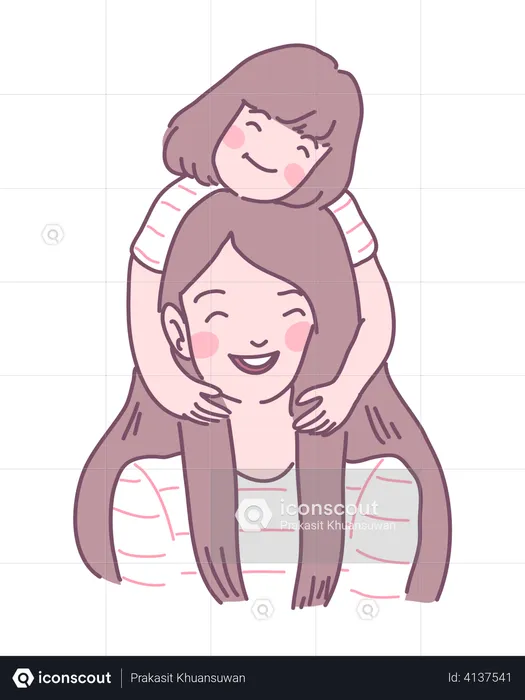 Happy mother and daughter  Illustration