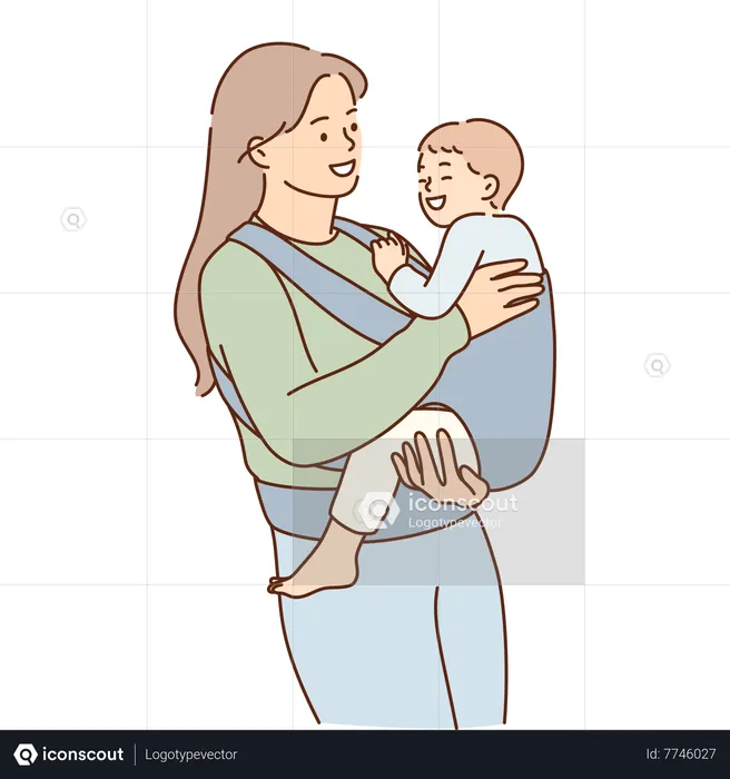 Happy mother and son  Illustration