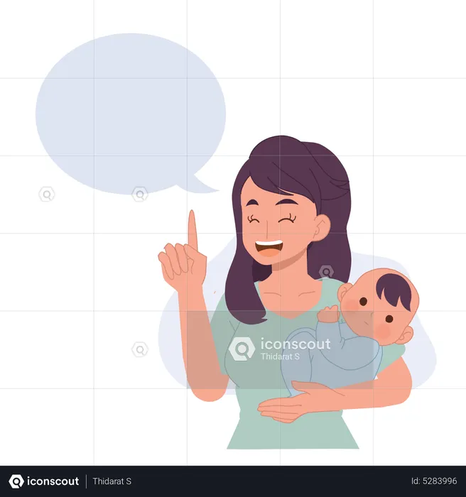 Happy mother is speaking or giving some advice  Illustration