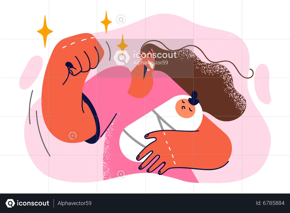 Happy mother with new born baby  Illustration