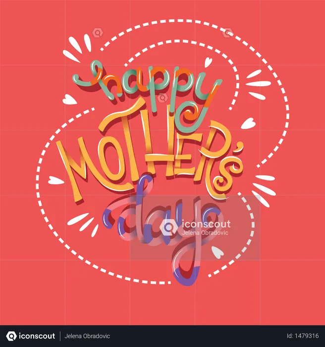 Happy Mother’s Day, hand lettering typography modern poster design  Illustration