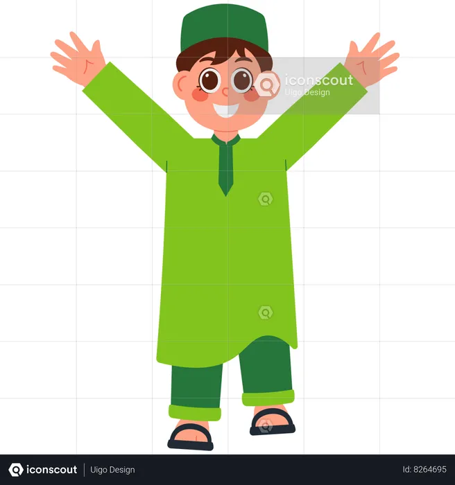 Happy Muslim Boy  Illustration