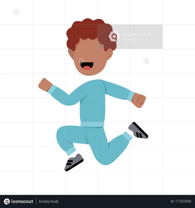 Happy Muslim Boy running  Illustration