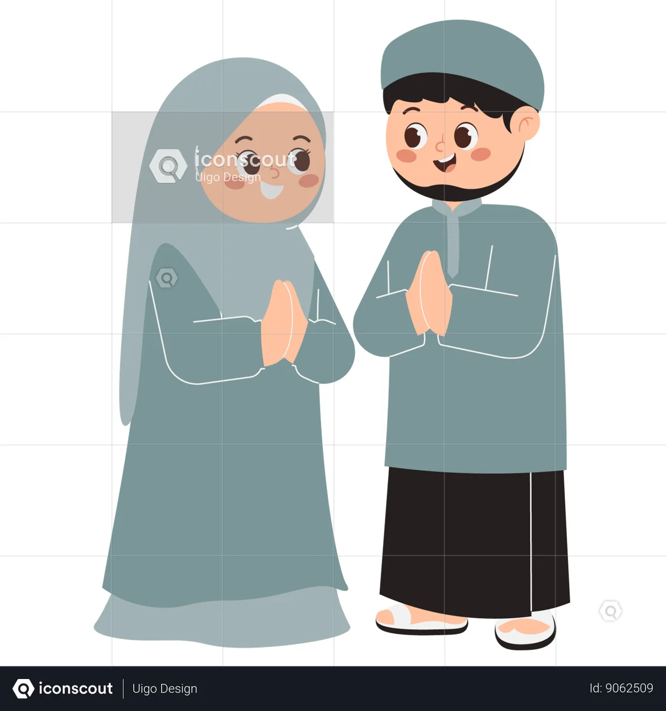 Best Happy Muslim Family Illustration Download In Png & Vector Format