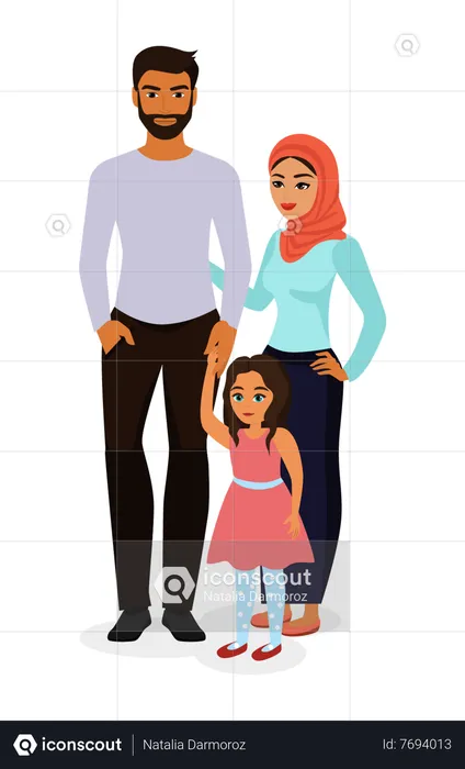 Happy muslim family  Illustration