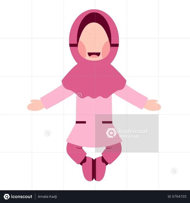Happy Muslim Girl  Illustration