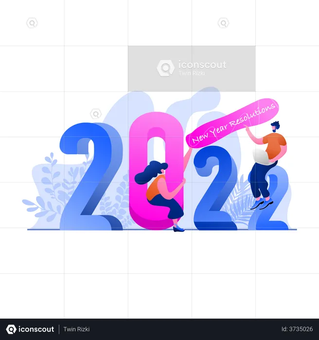 Happy New Year 2022  Illustration